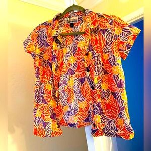 Patagonia Orange jungle print Camp shirt - fits size 00-6!